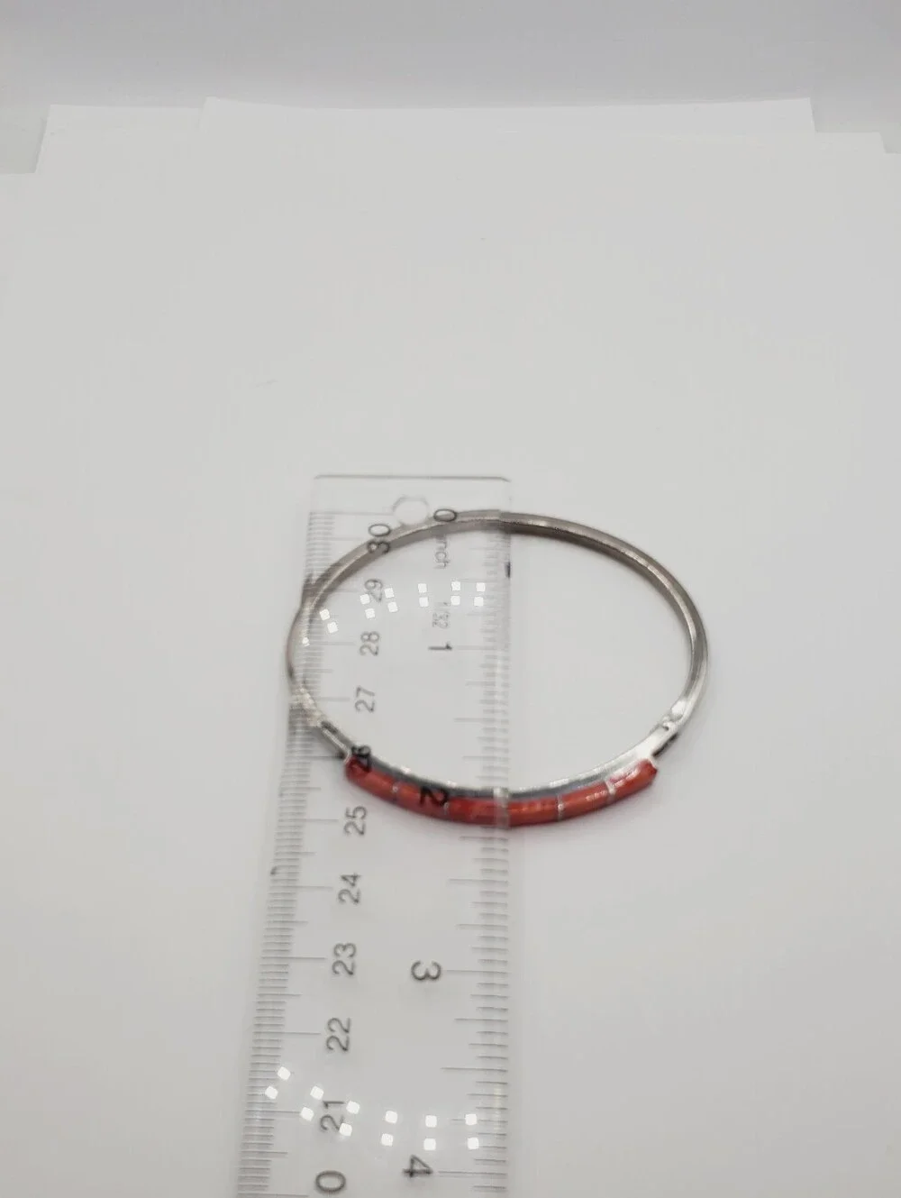 Spiny Oyster Inlay Hinged Bangle Bracelet - 925 Sterling Silver
